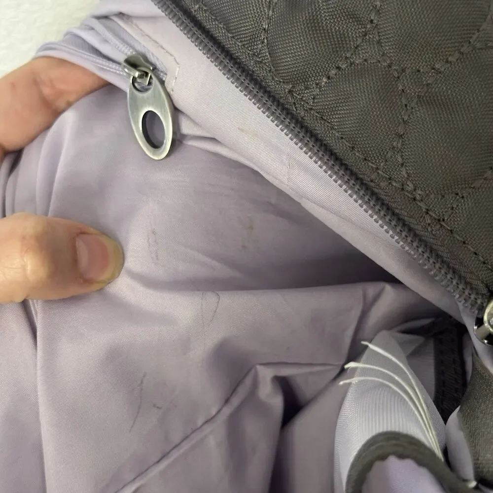 Mosey Life Baggallini Gray/Lavender Convertible Backpack Bag Travel Packable